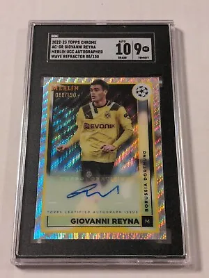 2022 Topps Chrome Merlin Giovanni Reyna Wave Refractor Autograph 88/150 SGC 9 • $150