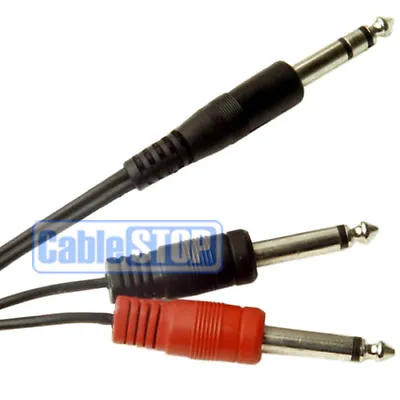 2 METRE 6.35 Mm STEREO 1/4  Jack To 2 X MONO Cable 6.35 Splitter Lead 2M • £3.85