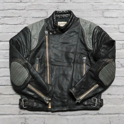 $599.99 • Buy Vintage 80s Schott Leather Cafe Racer Motorcycle Jacket Made In USA Padded Moto