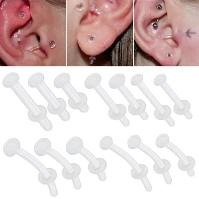 Invisible Clear Earrings Glass Nose Stud Tragus Helix Cartilage Bar Piercing • £2.99