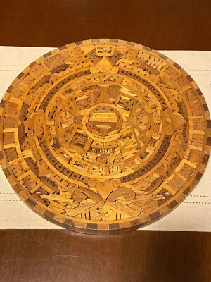 $12.50 • Buy Handmade Mexican Wood Art Aztec Calendar By Alfonso Jurado E Hijos 13”thou' Pcs