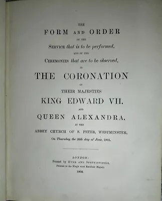 Edward Vii Alexander Of Demark  Coronation For Of Order 1902 First Edition  • £10