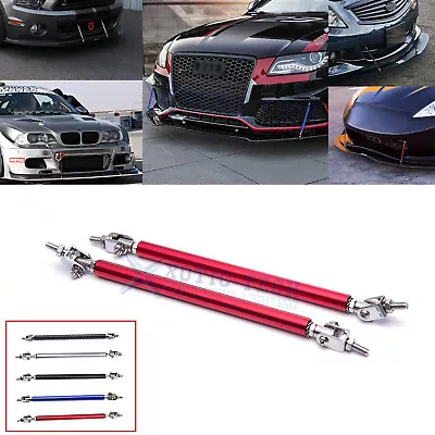 Red/Blue/Silver/Black/Carbon Adjust Front Bumper Lip Splitter Strut Rod Tie Bars • $12.99
