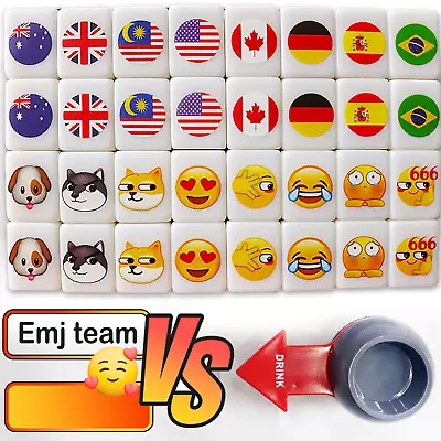 Countries Flags Mahjong Game Emj Set 64+1 Tiles 2.4cm *1.6cm*1.2cm New 2024 Gift • £38.53