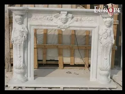 Beautiful Hand Carved Victorian Style Solid Marble Fireplace Mantel - Lst31 • $5500