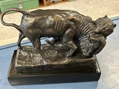 Vintage Isidore Bonheur Bronze Bull &bear Nyse Marble Base Excellent Condition • $275