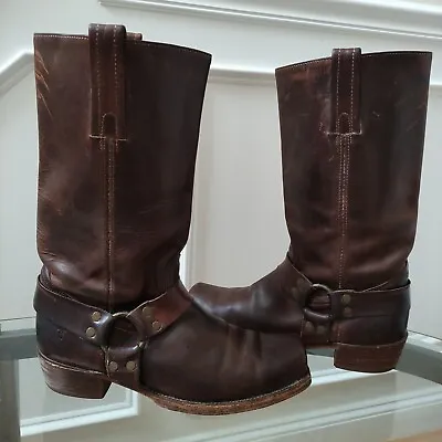 Vintage Frye Harness Boots Square Toe 2225 Men's 12D Brown Moto Boots • $280