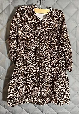 Zara Girls Leopard Animal Print Shirt Dress Size 6 Good Pre Owned Condition • $4.76