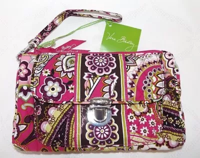 VERA BRADLEY Pushlock Wristlet Perfect Phone Size - Very Berry Paisley -  NWT • $39.95