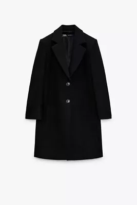 New Zara Black Wool Blend Coat Size Medium • $102