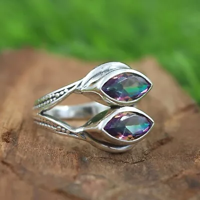 Beautiful 925 Sterling Silver Mystic Quartz Gemstone Handmade Ring All Size • $36.99