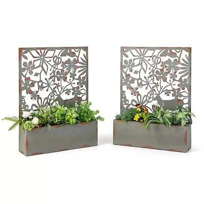 £74.99 • Buy Set Of 2 Raised Garden Bed W/ Trellis Wall-Mounted & Freestanding Planter Boxes
