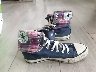 Converse All Star Chuck Taylor X-hi Convertible Blue With Purple Tartan UK 5 • £19.99