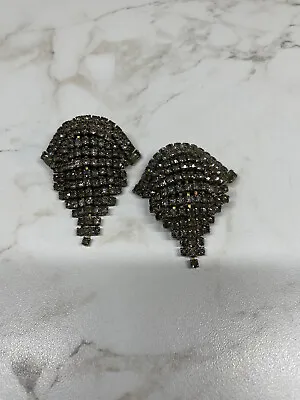 Vintage Set Of 1 Pair Clear Rhinestone Shoe Clips - MUSI • $15.99