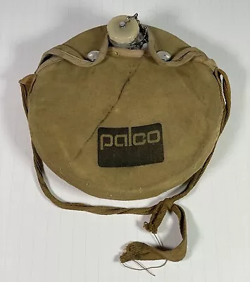 Vintage Palco Aluminum Canteen Water Canteen  2 Quart  With Canvas Cover & Strap • £12.54