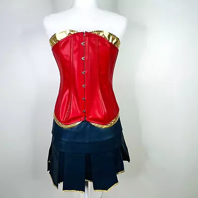 $69 • Buy BS Lingerie Wonder Woman Faux Leather Corset And Skirt Size L