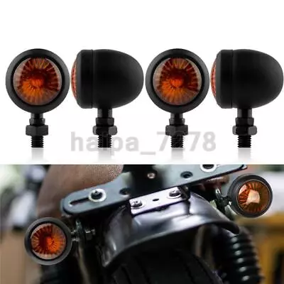 4PC Black Bullet Amber Turn Signal Indicator Light Motorcycle For Bobber Chopper • $18.98