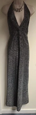 £14 • Buy Ladies Stradivarius Halterneck Silver Jumpsuit Size Uk L 14-16 Bnwt.