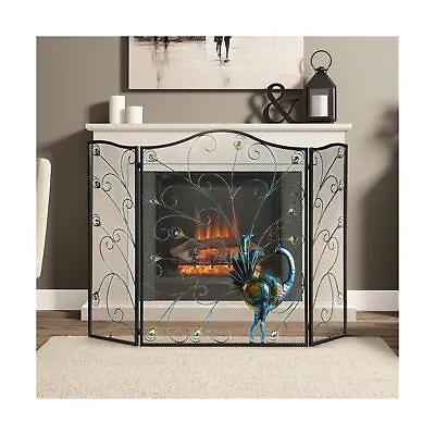 Dyna-Living Fireplace Screen Decorative 3 Panel Black Fireplace Screen 50.1 *... • $138.80