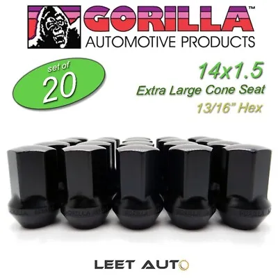(20) Gorilla Lug Nuts Factory Style Bulge 14mm X 1.50 Black 14x1.5 61148FSBC • $69.88