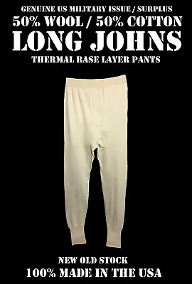 Nos Us Military Men's S Wool Blend Drawers Pants Long Johns Lightweight Thermal • $14.95