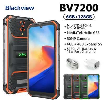 Blackview BV7200 IP68 Rugged Phone Android 12 NFC 6+128GB Helio G85 5180mAh 50MP • £192.48