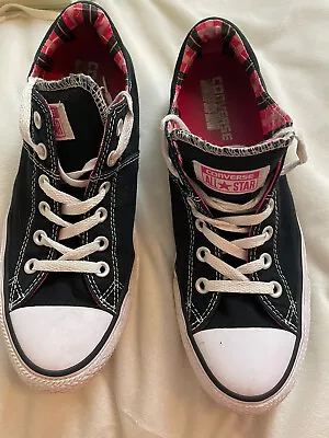 Converse Black Pink Plaid Padded Lo Tops Sz 10 Womens  All Star Chucks • £36.74