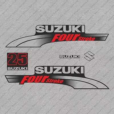 Suzuki 25HP Four Stroke Outboard Engine Decals Sticker Set Reproduction 25 HP • $53.99