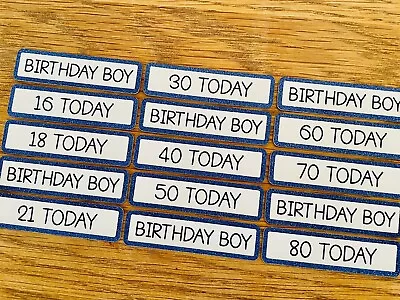 15x Blue Birthday Boy & Age Card Toppers Banners Sentiments Card Making • £3.09