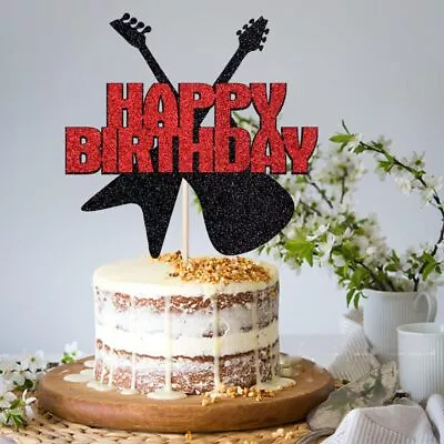 Guitar Theme Cake Topper - Music Note Decorations For Musician Birthday Or Rock • $29.95