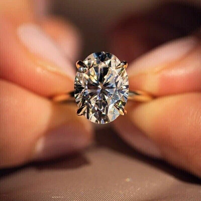 £119.99 • Buy 2ct Oval Cut Lab Created Diamond Women's Engagement Ring 14k Yellow Gold Plated
