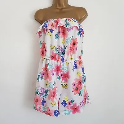 £10.99 • Buy NEW ANN HARVEY Plus Size 14-26 Bandeau Floral White Blue Pink Playsuit Holiday