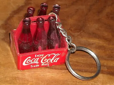 Retro Enjoy Coke Coca-Cola 6 Pack Bottles It's The Real Thing Key Ring Chain Fob • £7.95