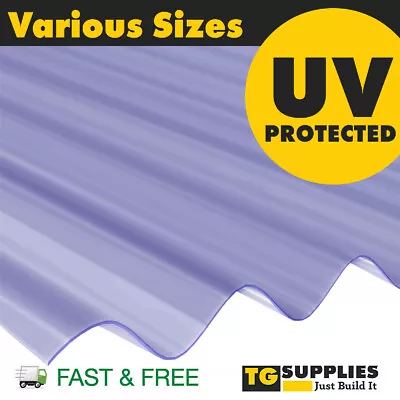 High Impact Clear Corrugated PVC Roofing Sheets Plastic Sheets UV FREE SHIPPING • £245.74