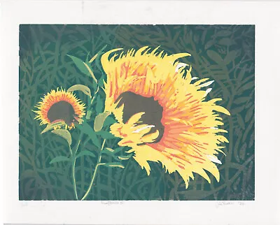 Sunflower Ii • Hand Cut And Printed Linocut • £5