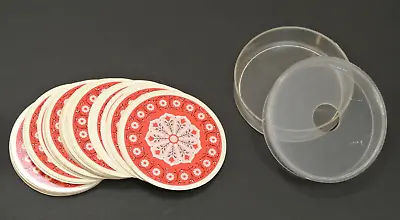 Vtg  ABC  Brand Round Deck Novelty Playing Cards Red With Plastic Storage Case • $10