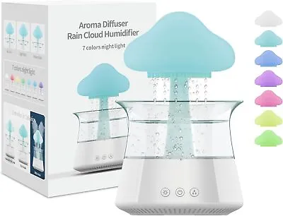 New Raindrop HumidifierRain Sounds For SleepingSnuggling CloudMushroom Rain  • £42.47
