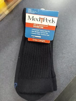 Med Peds Navy Blue Crew Length Socks Mens 9-12 Women’s 10-12 New NWT • $5