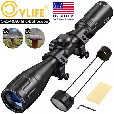 3-9X40 Rifle Scope Mil-Dot Reticle Optics Scope W/ Mounts - Adjustable Objective • $41.79