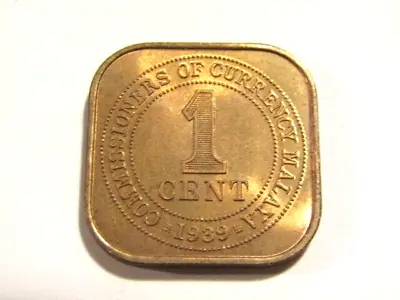 1939 Malaya 1 Cent Bronze Unc Coin • $14.99