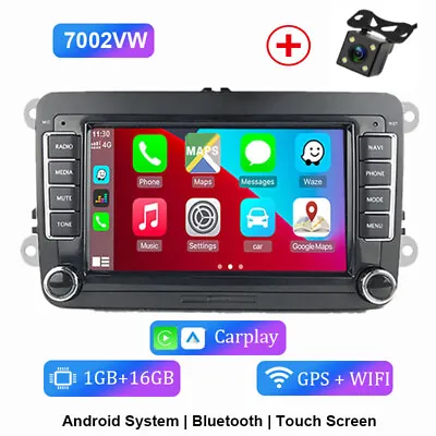 Double 2 Din Android 9.1 Carplay 7  Car Radio 1+16G GPS/WIFI For VW MK5 Golf MK6 • $81.55