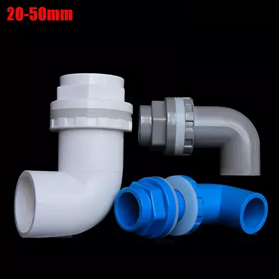 £3.07 • Buy PVC Elbow 90° Bulkhead Fittings Connector 20mm-50mm Fish Tank Inlet Outlet Water