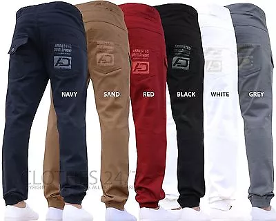 Mens Jogger Jeans Cuffed Designer Chinos Stretch Pants Slim Fit All Waist Sizes • $25.25