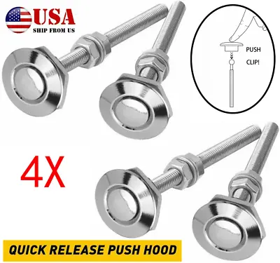 $19.37 • Buy 4Pcs Push Button Quick Release Hood Pins Bonnet Lock Clip Latch Bumper Universal
