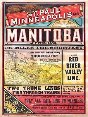 St. Paul Minneapolis And Manitoba Railway 9  X 12  Metal Sign • $14.99