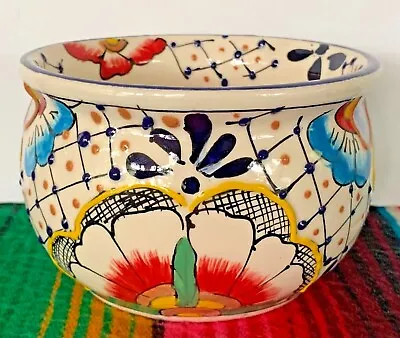  Mexican Ceramic Sun Flower Pot Planter Folk Art Pottery Handmade Talavera #4 • $19.99