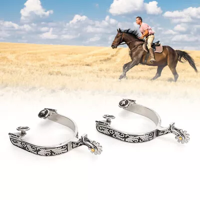 Stainless Steel West Cowboy Exquisite Pattern Horse Boot Spurs Decoration Wi Sls • £30.94