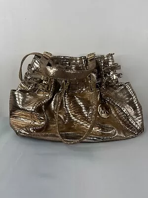 Michael Kors Tote Bag Metallic Gold Lizard Embossed Leather • $49.98