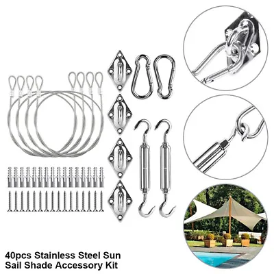 Stainless Steel Sun Sail Shade Accessories Garden Canopy Fixing Fittings Kit • £12.39