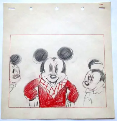 MICKEY MOUSE  1943 Walt Disney ORIGINAL PRODUCTION STORYBOARD Cel DRAWING • $238